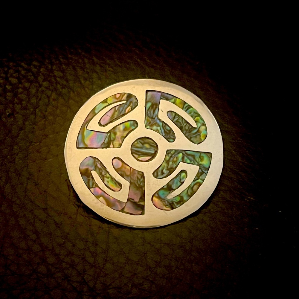 STERLING SILVER ABALONE PENDANT BROOCH